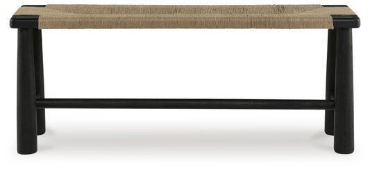 Acerman - Black / Natural - Accent Bench - Hornell Furniture Outlet