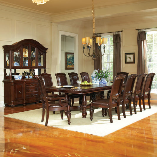 Antoinette - Ped Table With Leaf - Dark Brown - Hornell Furniture Outlet