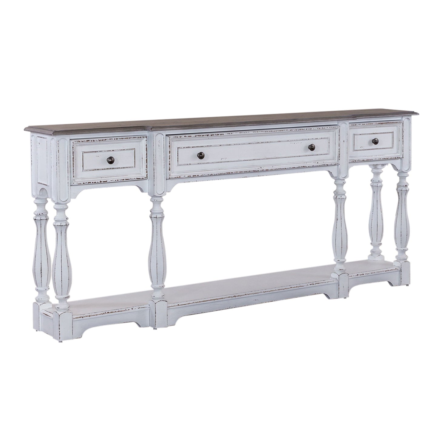 Magnolia Manor - 3 Drawer Hall Console Table - White - Hornell Furniture Outlet