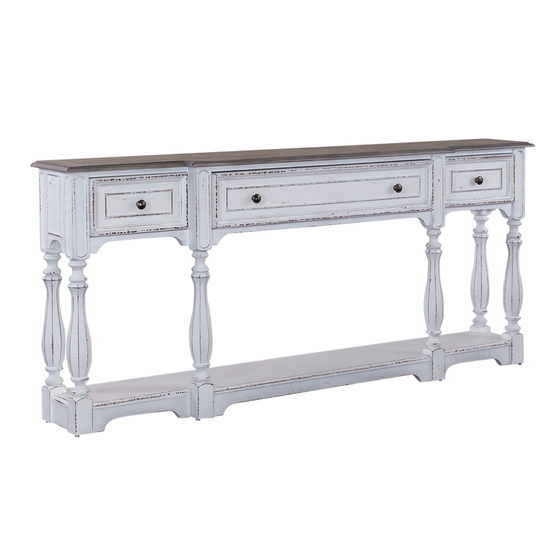 Magnolia Manor - 3 Drawer Hall Console Table - White - Hornell Furniture Outlet