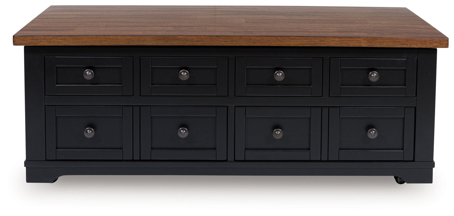 Wildenauer - Brown / Black - Lift Top Cocktail Table - Hornell Furniture Outlet