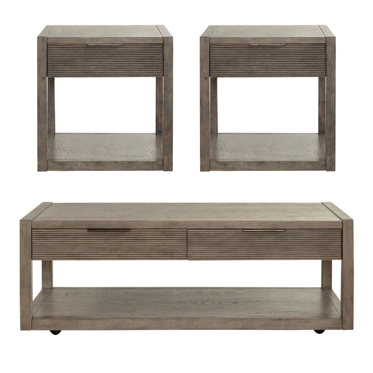 Bartlett Field - 3 Piece Table Set (1 Cocktail 2 End Tables) - Gray - Hornell Furniture Outlet