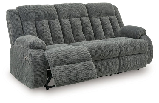 Observation - Reclining Power Sofa With Drop Down Table - Steel - Hornell Furniture Outlet