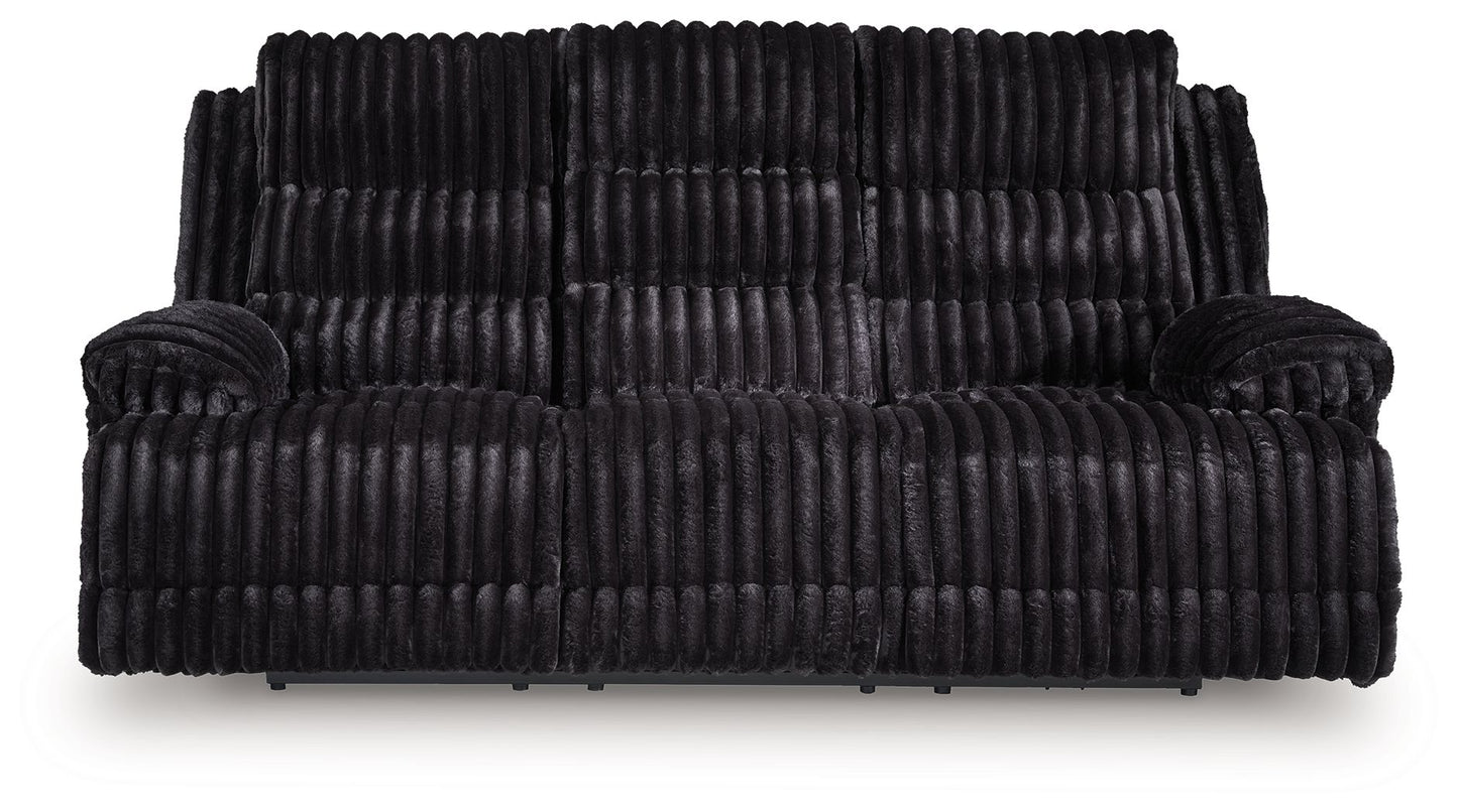 Rhine Falls - Onyx - Reclining Power Sofa With Drop Down Table - Hornell Furniture Outlet