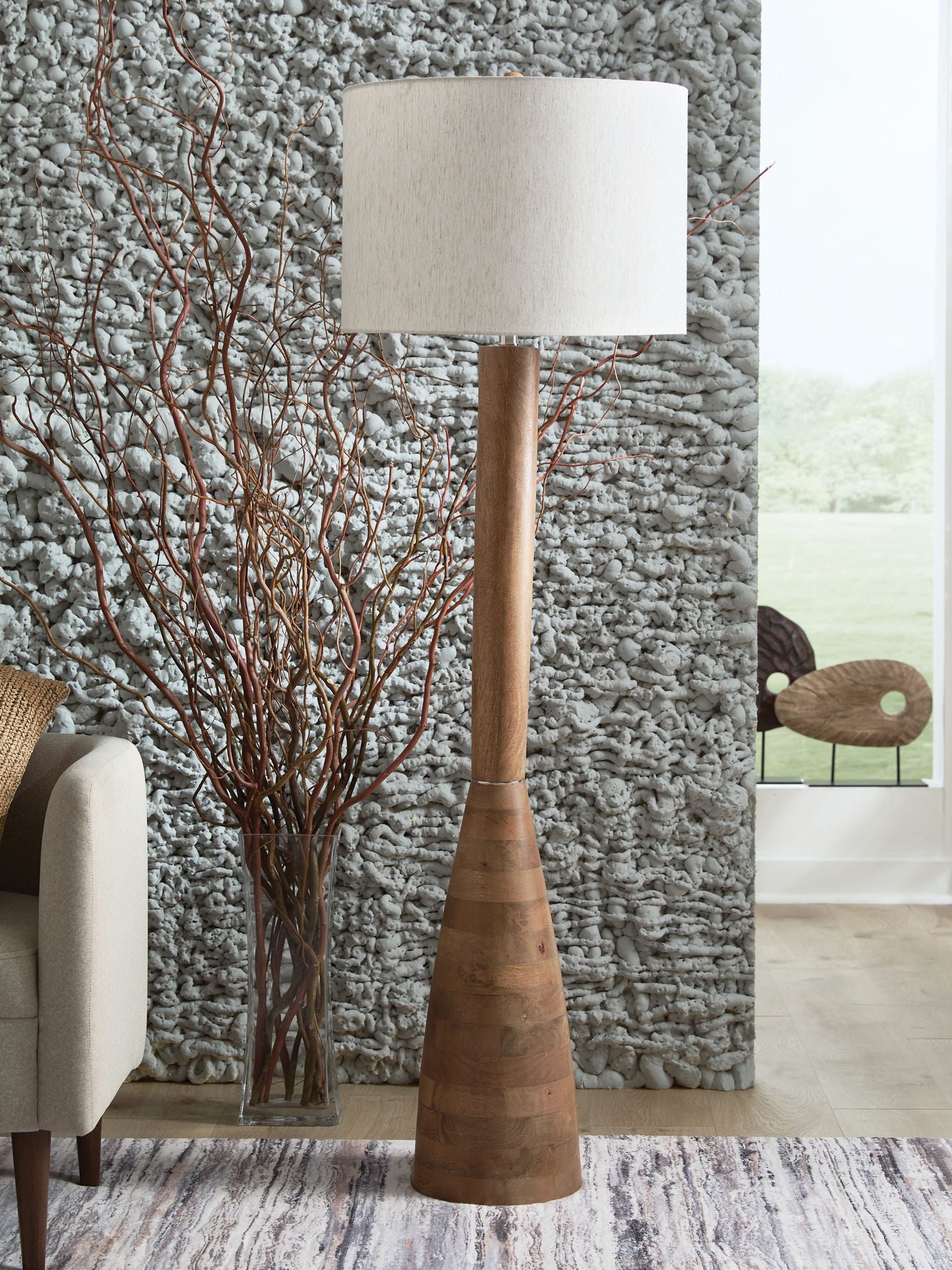 Ailsa - Natural Brown - Wood Floor Lamp - Hornell Furniture Outlet