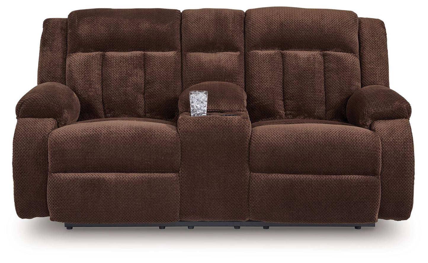 Free Wake - Chocolate - Double Relcining Power Loveseat With Console - Hornell Furniture Outlet