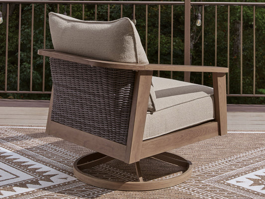 Harmony Headlands - Swivel Lounge With Cushion - Natural / Gray - Hornell Furniture Outlet