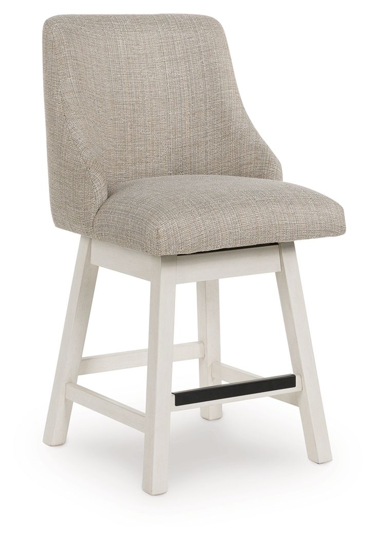Robbinsdale - Antique White - Upholstered Swivel Curved Back Barstool (Set of 2) - Hornell Furniture Outlet