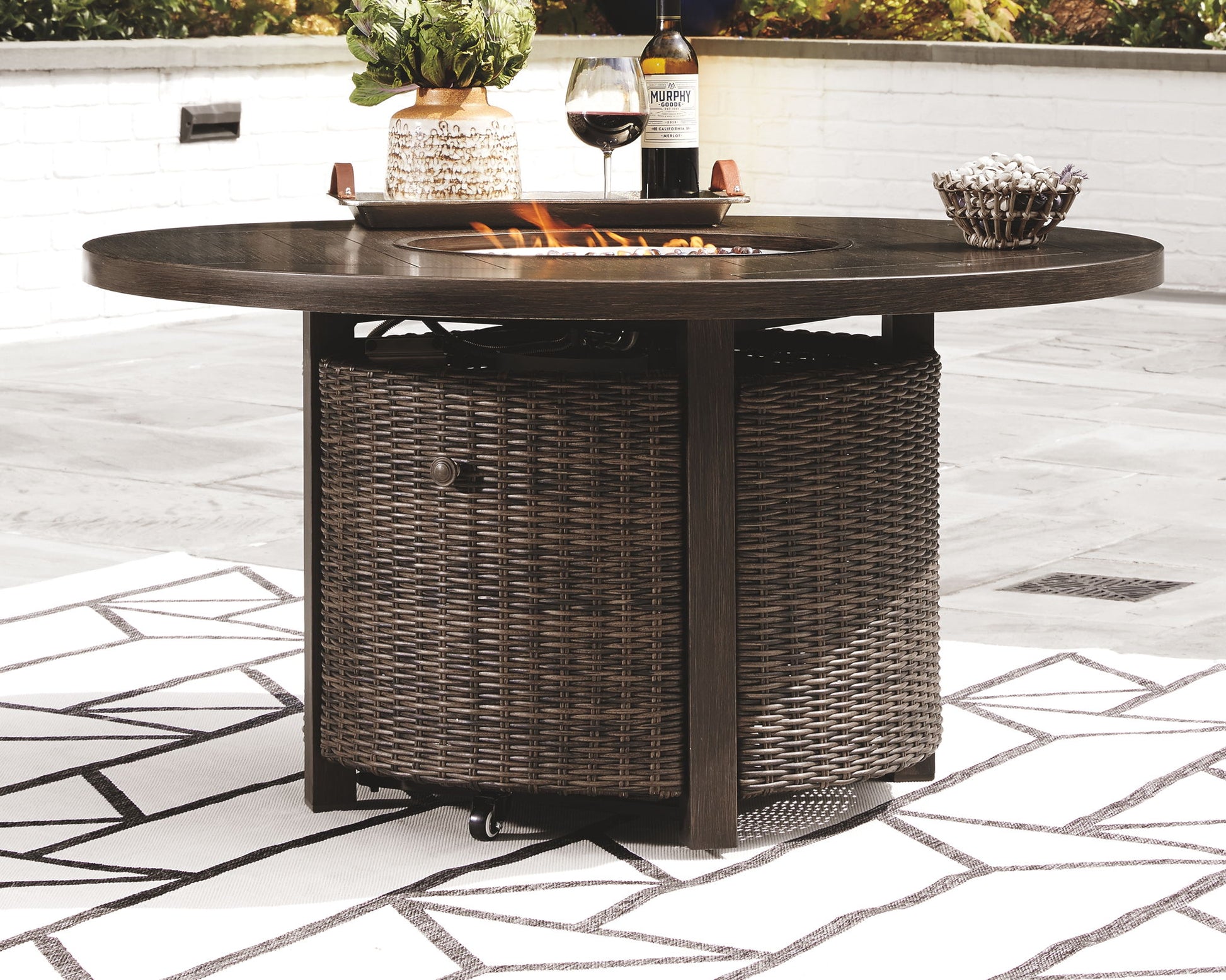 Paradise Trail - Medium Brown - Round Fire Pit Table - Hornell Furniture Outlet