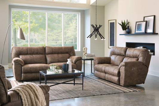 Hollins - Power Reclining Loveseat - Coffee - Hornell Furniture Outlet