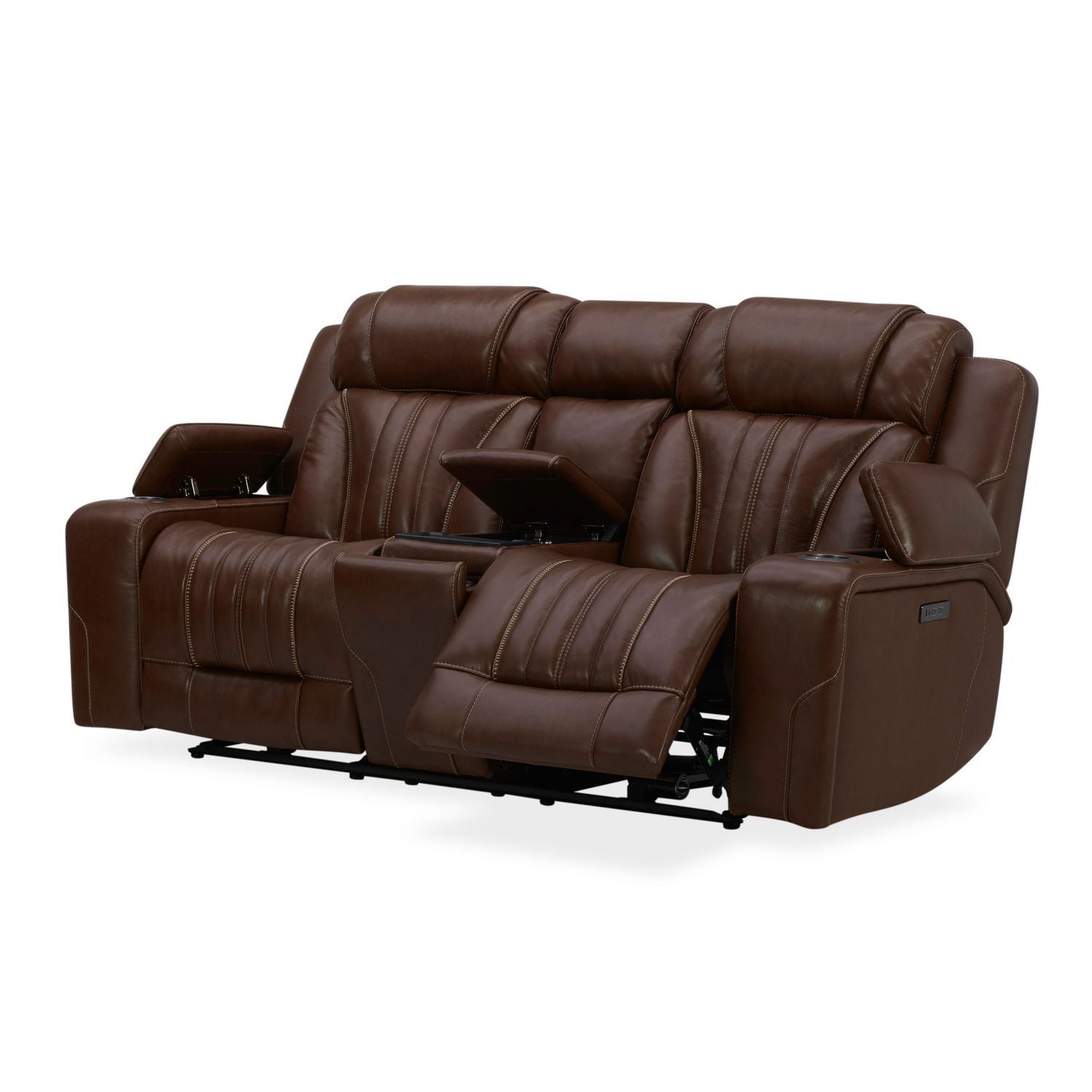 Caswell - Loveseat With Console P2 & ZG - Brown - Hornell Furniture Outlet