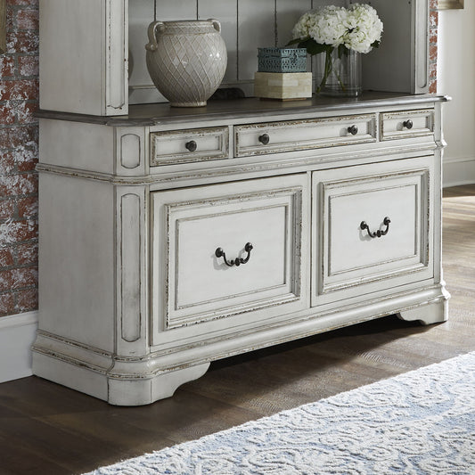 Magnolia Manor - Credenza - Antique White - Hornell Furniture Outlet