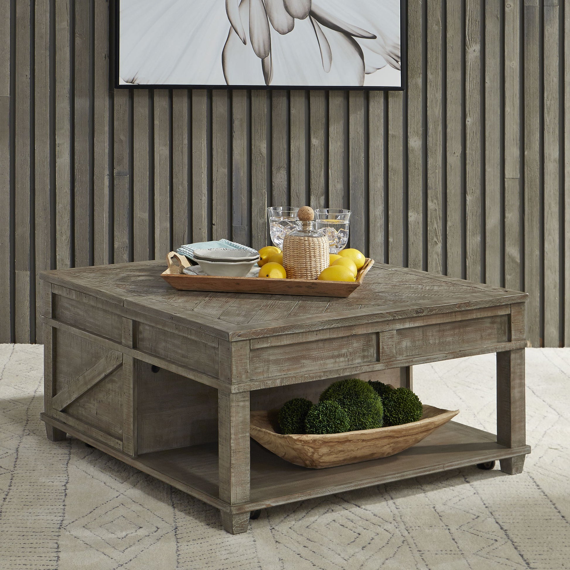 Parkland Falls - Square Lift Top Cocktail Table - Light Brown - Hornell Furniture Outlet