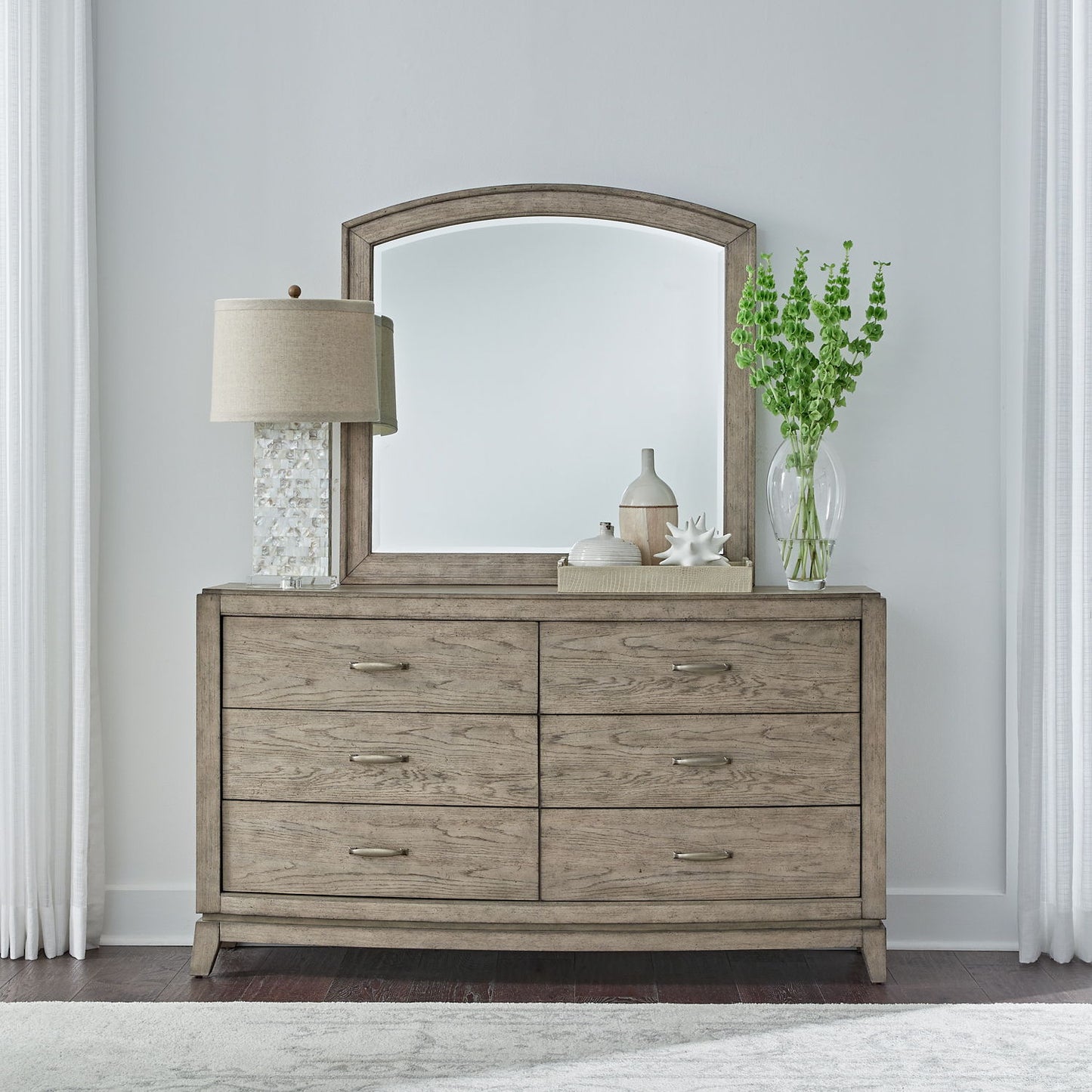 Avalon - Dresser & Mirror - Burnished Beige - Hornell Furniture Outlet