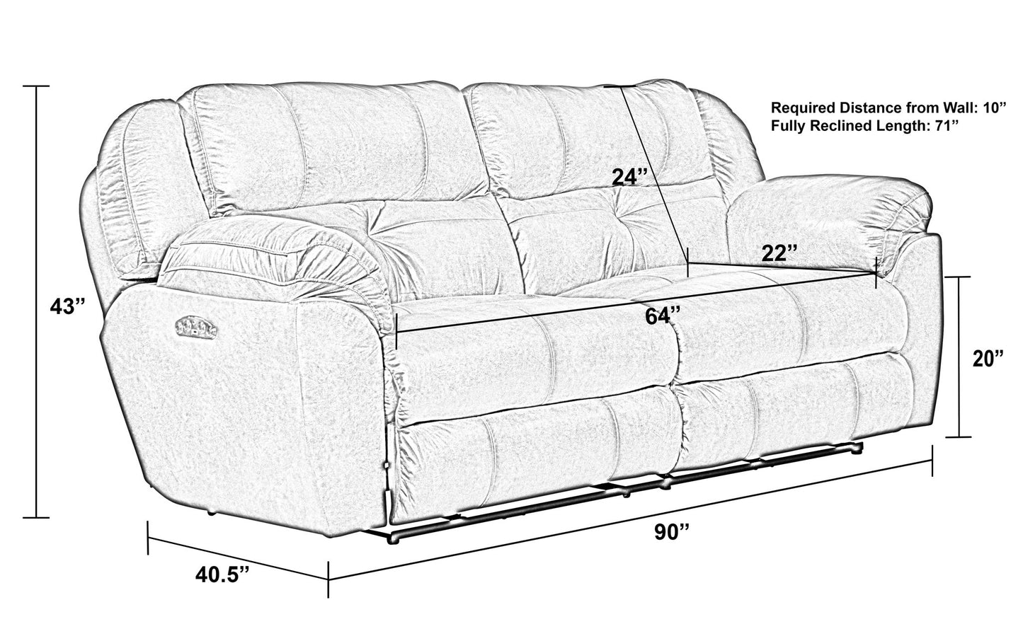 Ferrington - Power Lay Flat Reclining Sofa with Power Adjustable Headrest & Lumbar - Hornell Furniture Outlet