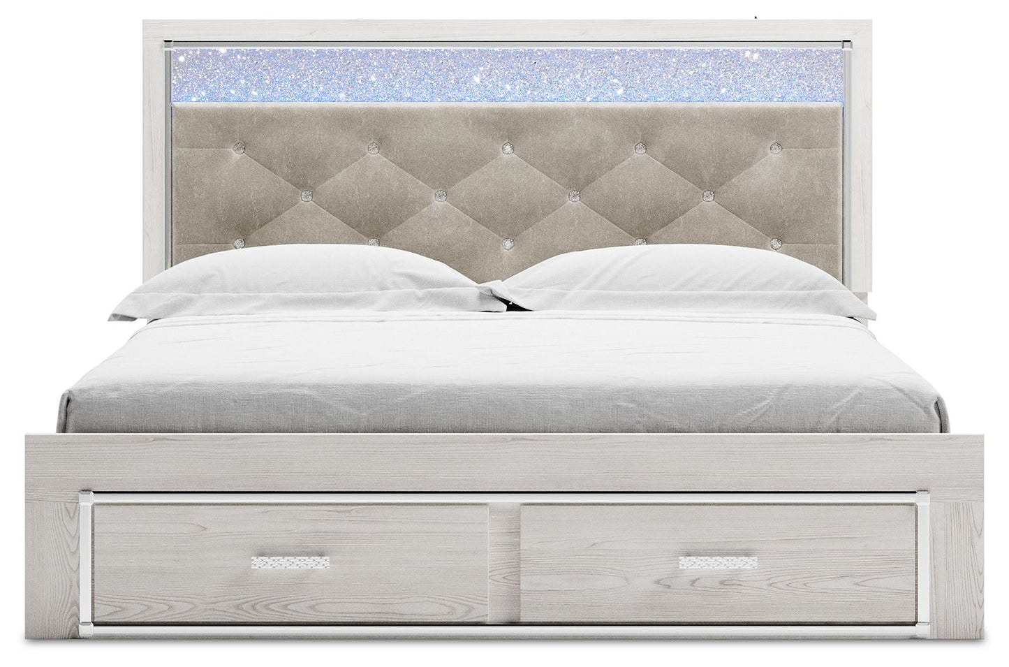 Altyra - White - King Upholstered Storage Bed - Hornell Furniture Outlet