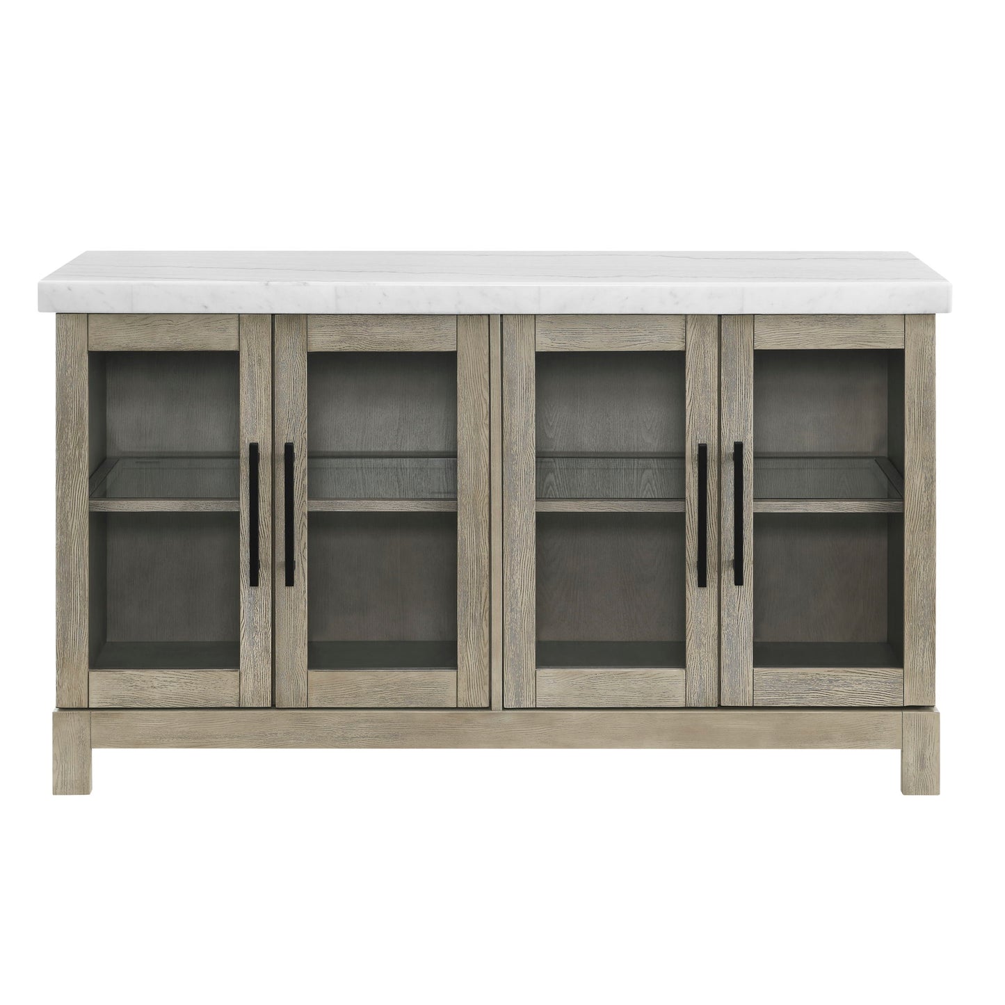 Csrena - Lighted White Marble Sideboard - Brown - Hornell Furniture Outlet