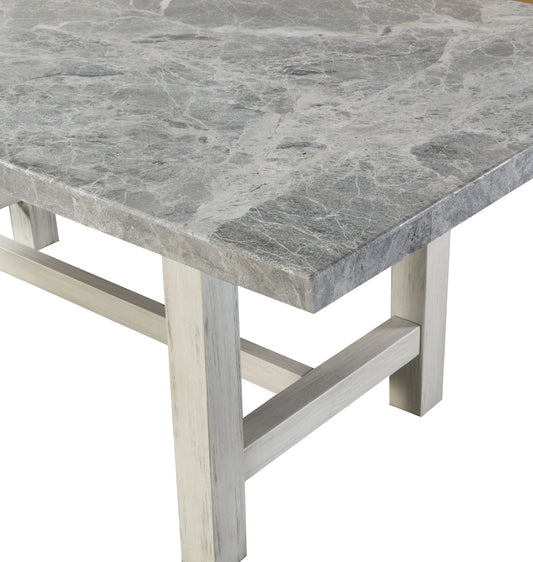 Canova - Gray Marble Top Dining - White - Hornell Furniture Outlet