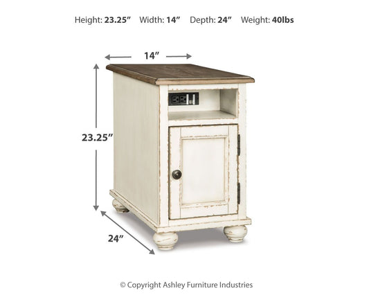 Realyn - Chair Side End Table - AC / USB - White / Brown - Hornell Furniture Outlet