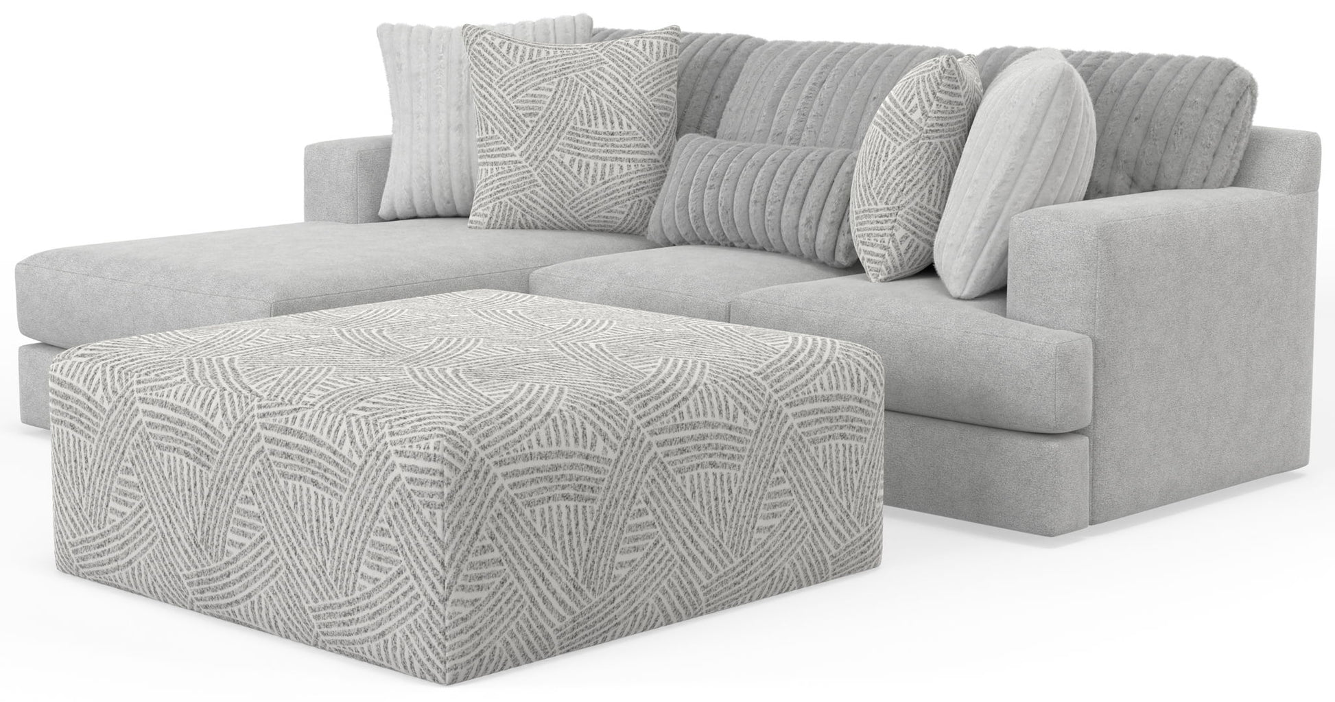 Logan - Upholstered Sectional With Comfort Coil Seating - 46" Cocktail Ottoman And Accent Pillows Included - Hornell Furniture Outlet