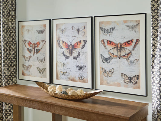 Jossletts - Orange / Black / Ivory - Wall Art Set (Set of 3) - Hornell Furniture Outlet