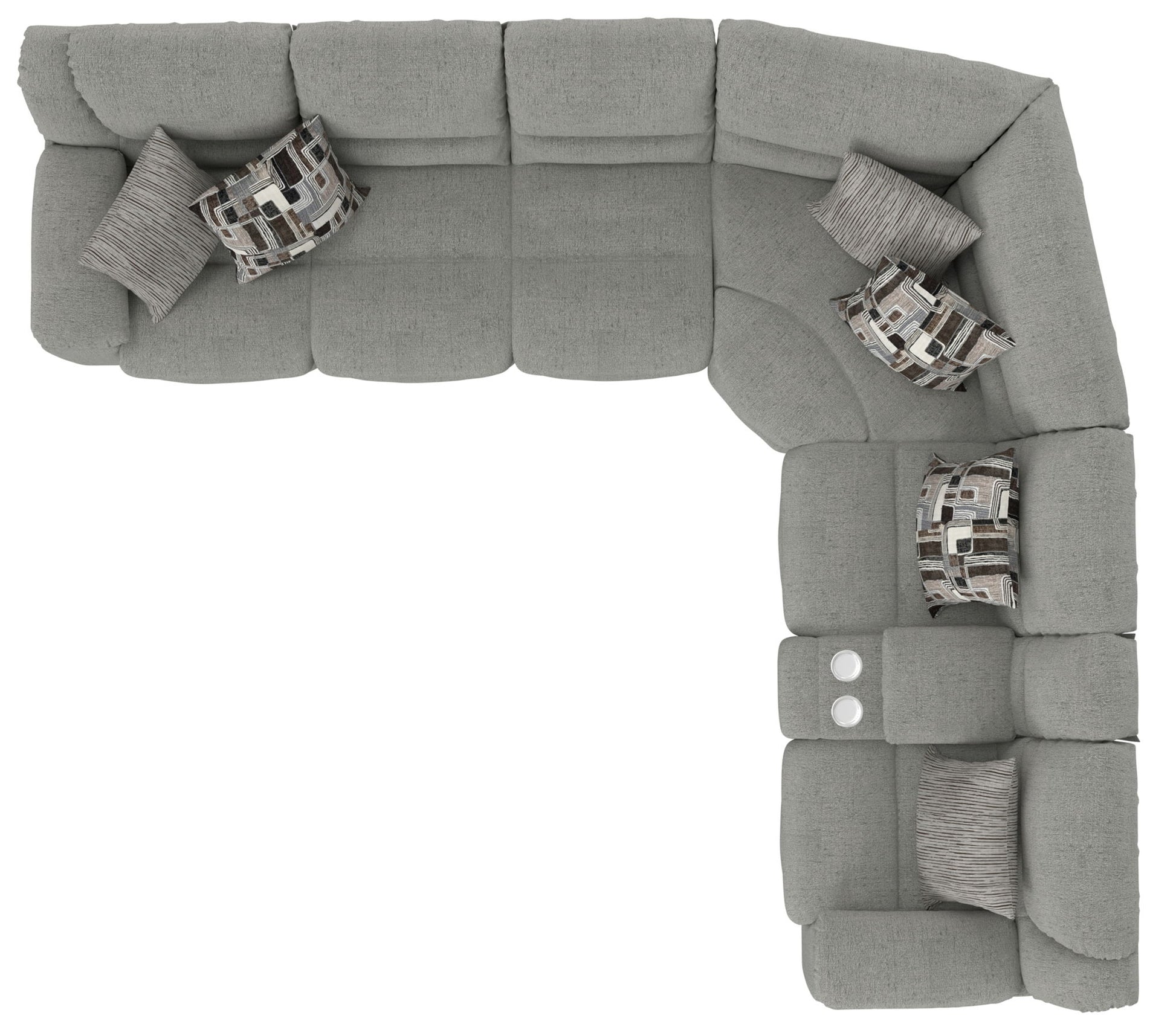 Quinn - 3 Piece Reclining Sectional With 4 Reclining Seats, Storage Arms, Storage Console With Lights, And Drop Down Table - Nature - Hornell Furniture Outlet