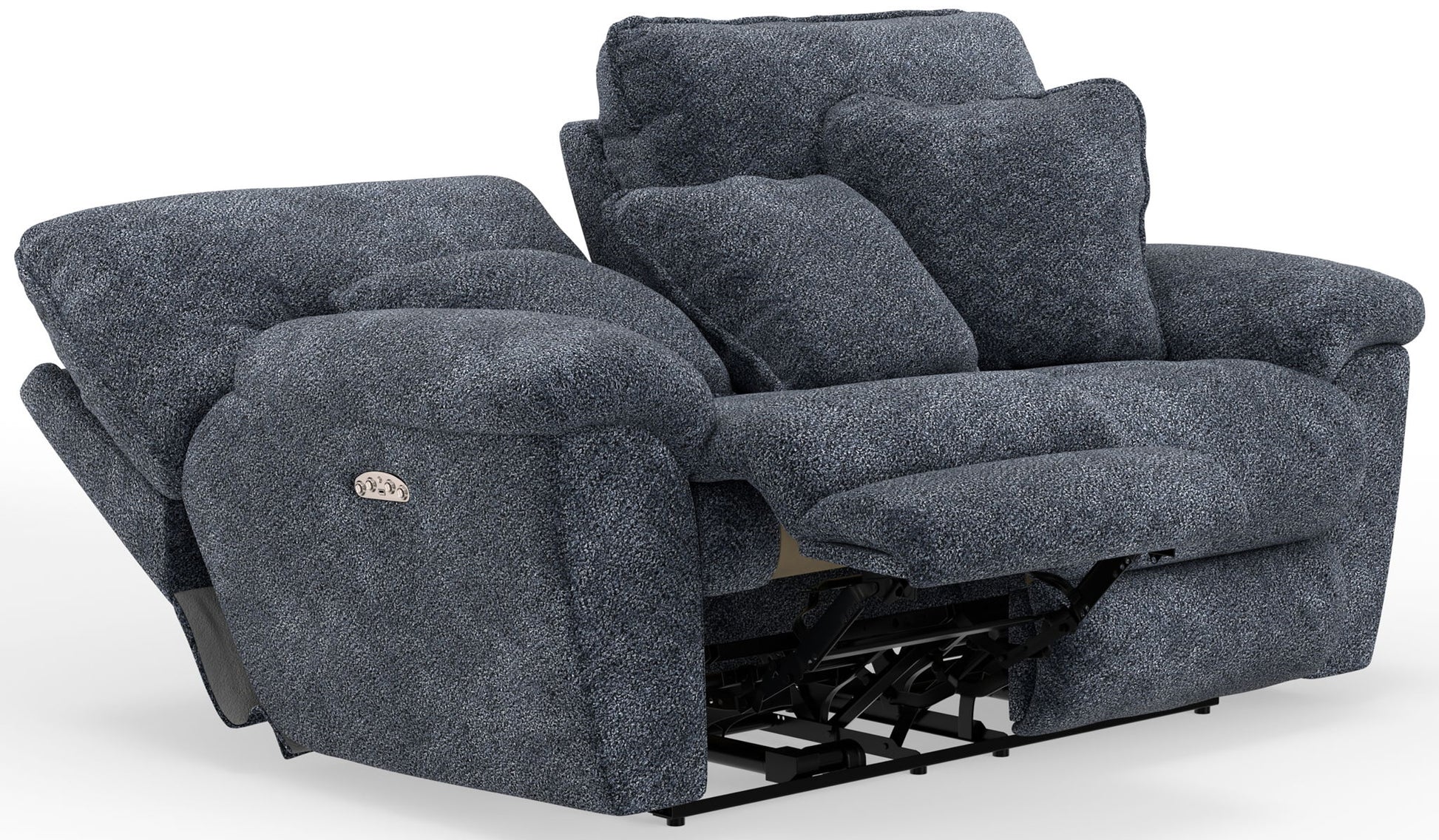 Paxon - Deep Seat Power Reclining Loveseat With Power Adjustable Headrest - Smoke - Hornell Furniture Outlet