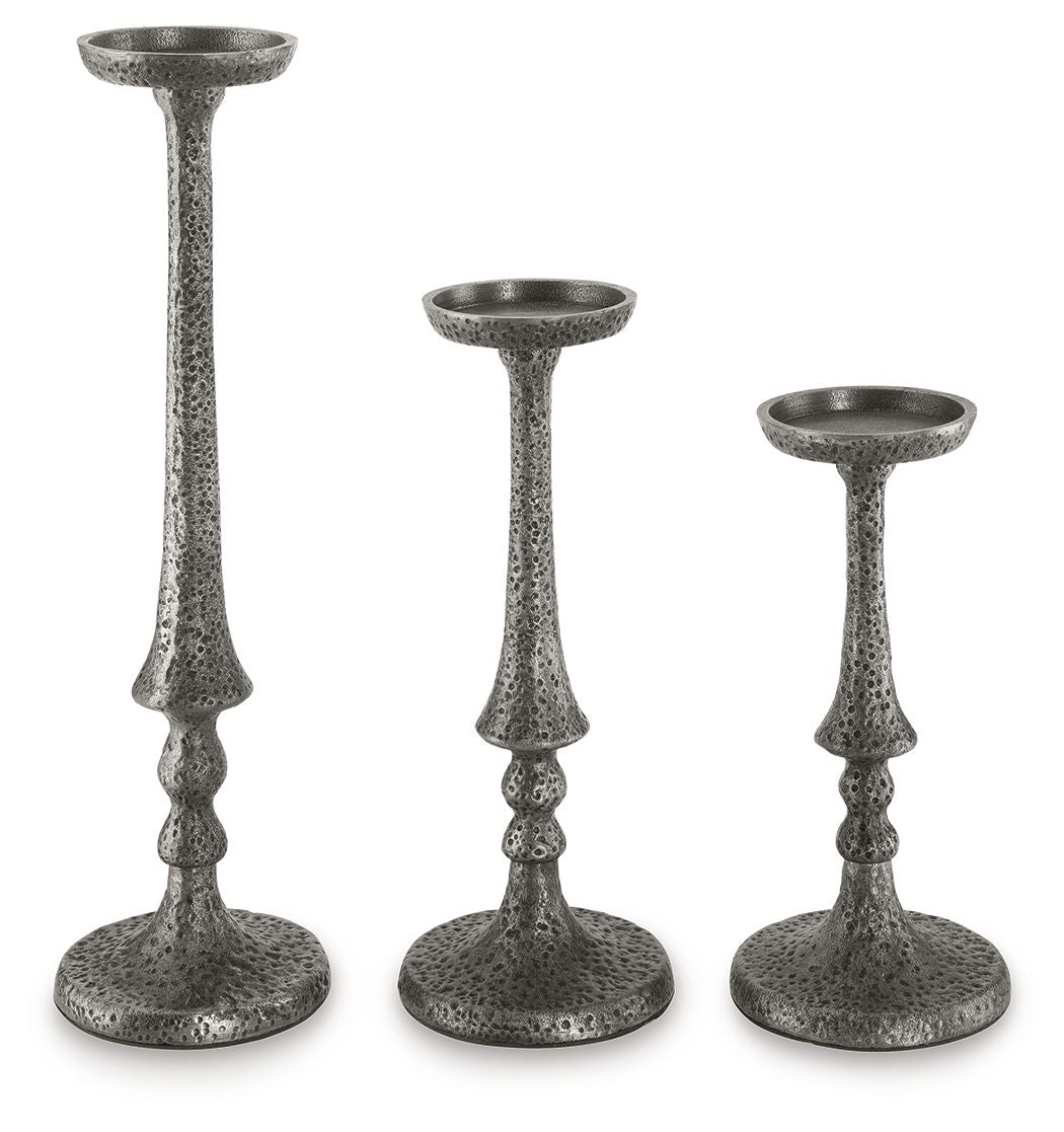 Eravell - Pewter Finish - Candle Holder Set (Set of 3) - Hornell Furniture Outlet