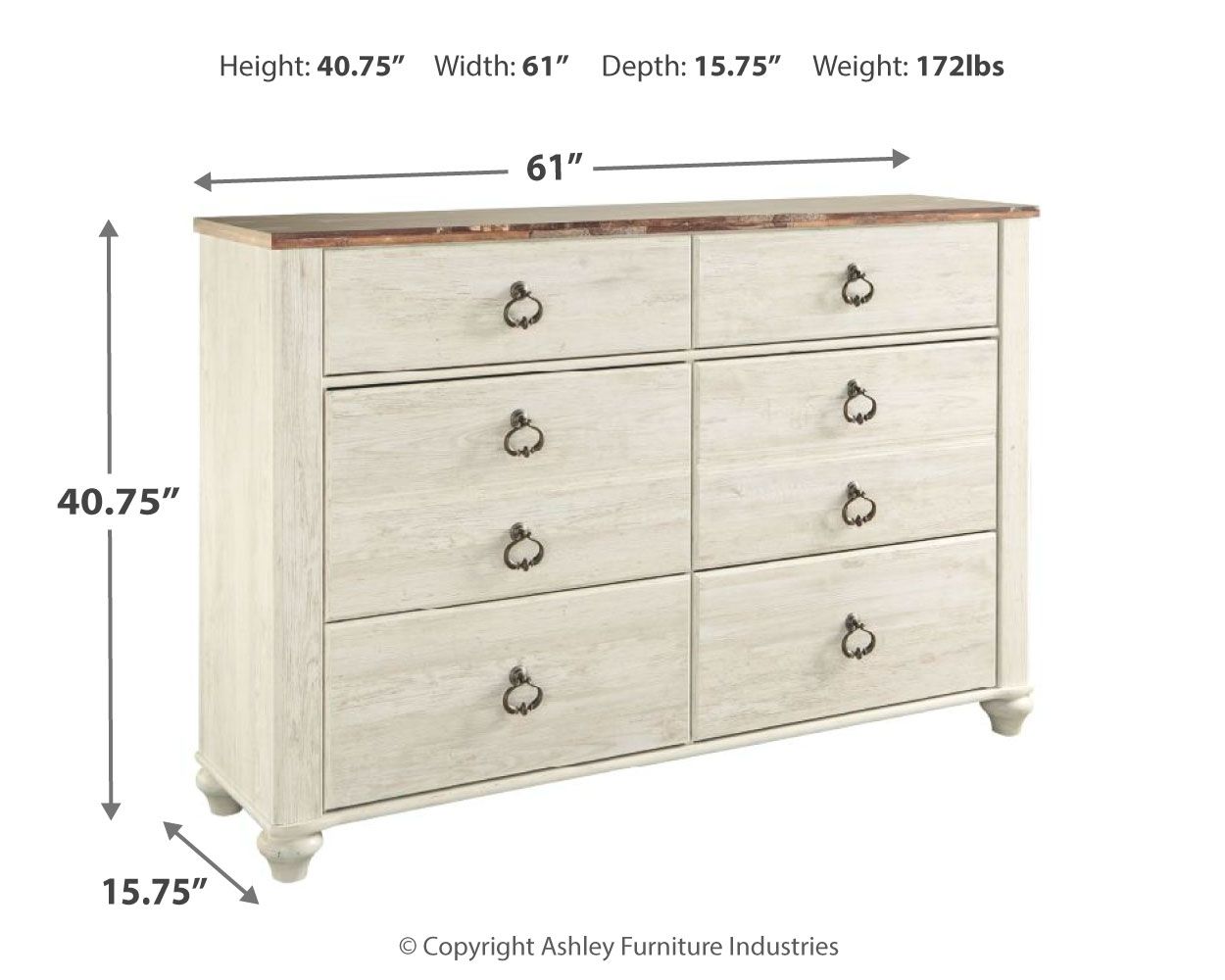 Willowton - Dresser, Mirror - Hornell Furniture Outlet