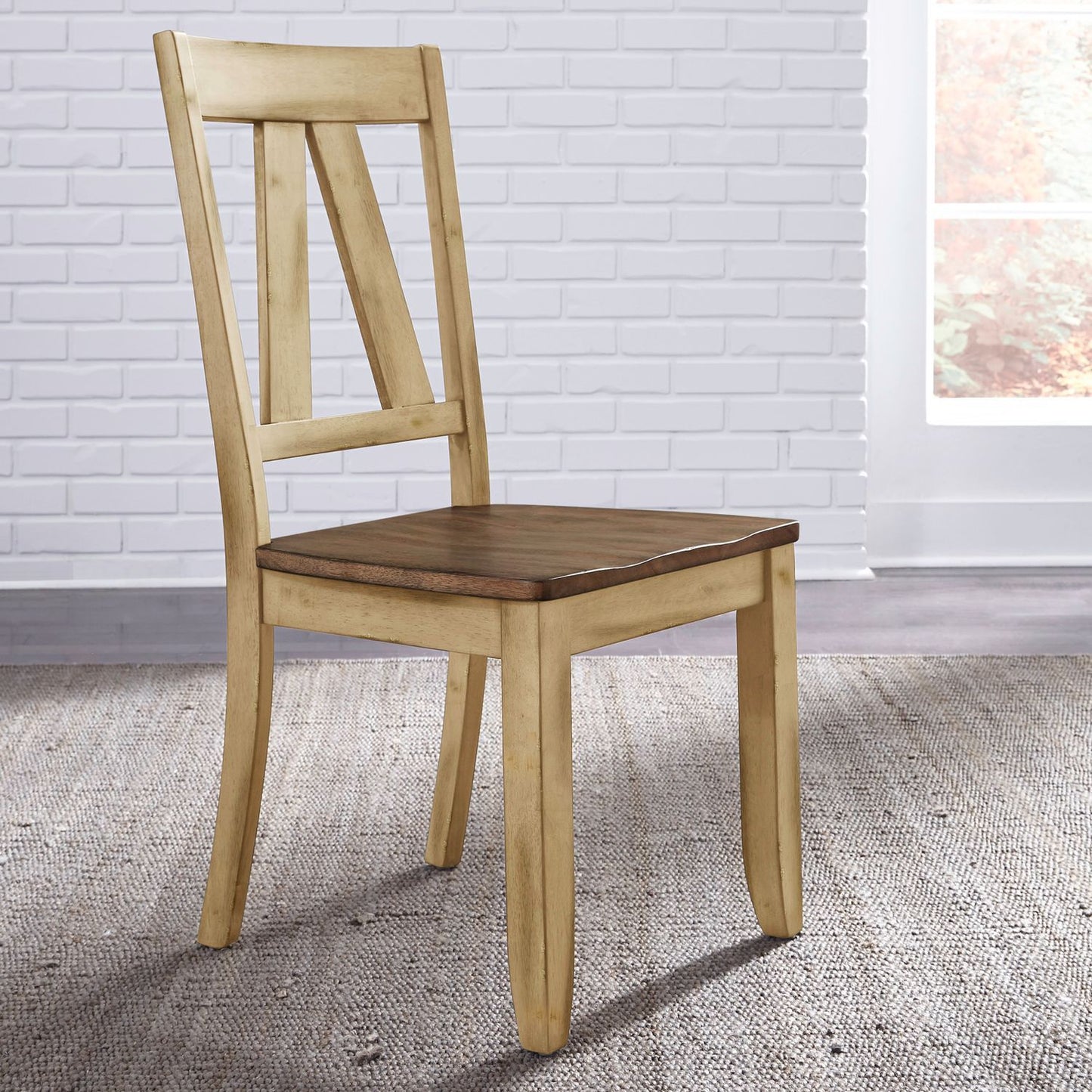 Lindsey Farm - Splat Back Side Chair (RTA) - Natural & Brown - Hornell Furniture Outlet