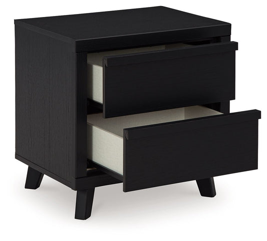 Danziar - Black - Two Drawer Night Stand - Hornell Furniture Outlet