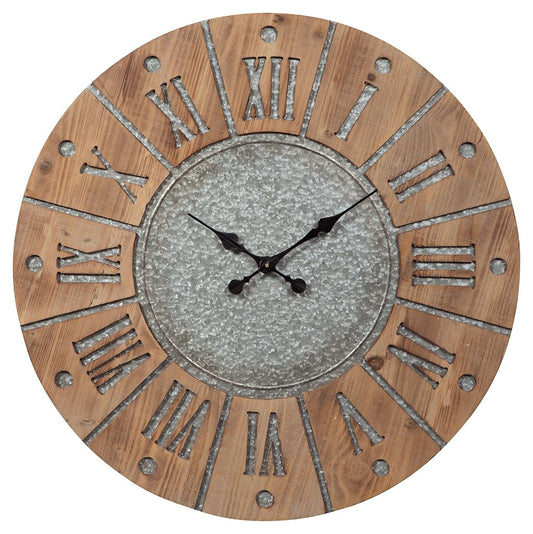 Payson - Antique Gray / Natural - Wall Clock - Hornell Furniture Outlet