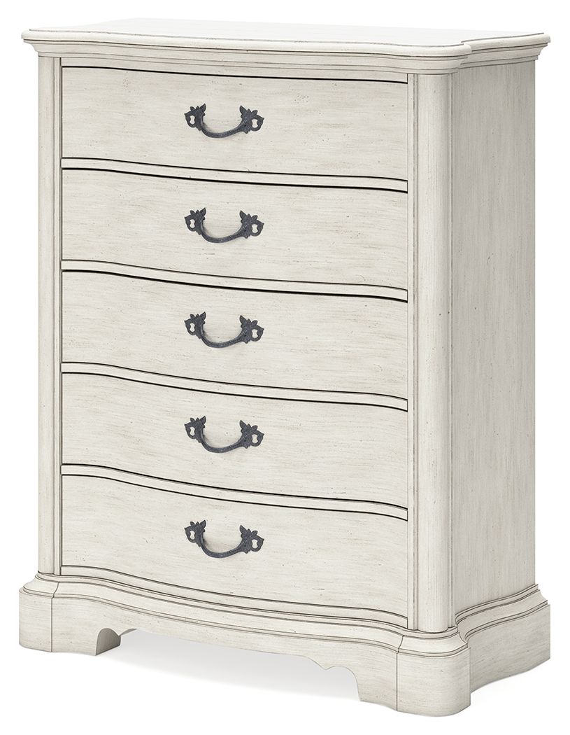 Arlendyne - Antique White - Five Drawer Chest - Hornell Furniture Outlet