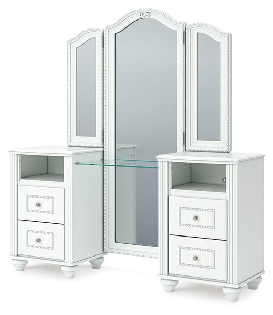 Kozlani - Vanity With Mirror - White - Hornell Furniture Outlet