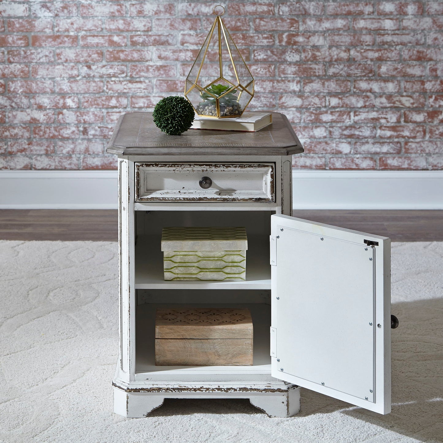Magnolia Manor - Chair Side Table - White - Hornell Furniture Outlet