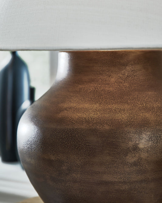 Whitham - Metal Table Lamp - Antique Copper Finish - Hornell Furniture Outlet