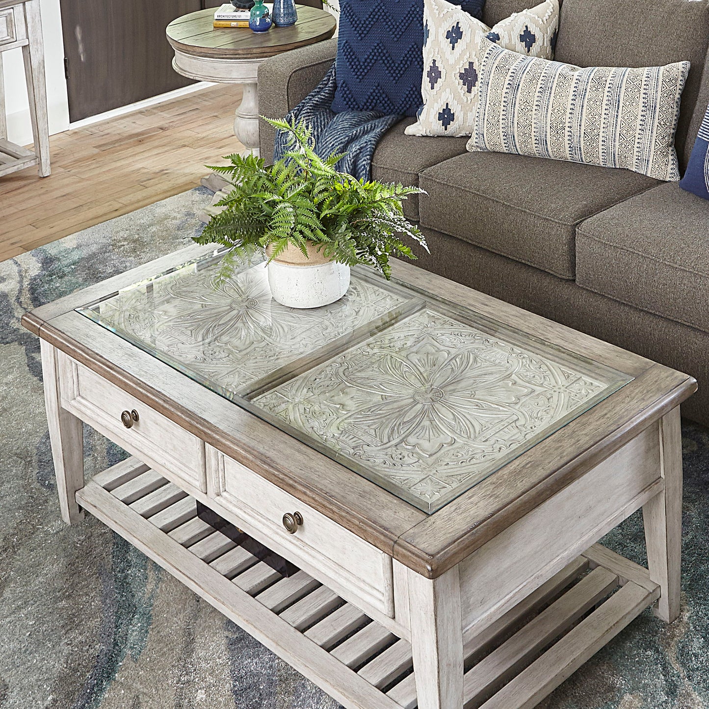 Heartland - Rect Ceiling Tile Cocktail Table - White - Hornell Furniture Outlet