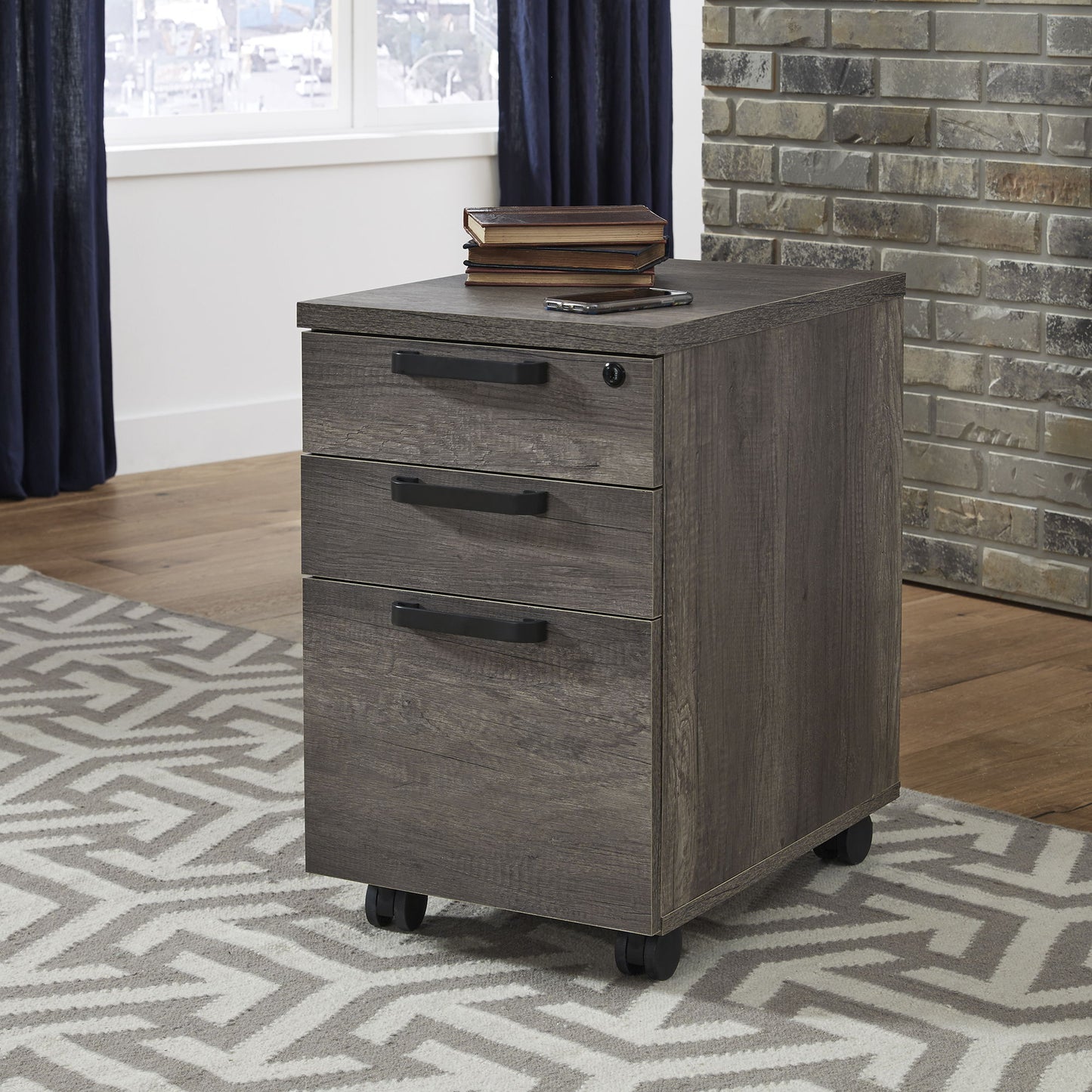 Tanners Creek - 2 Piece Home Office Desk Set - Dark Gray - Hornell Furniture Outlet