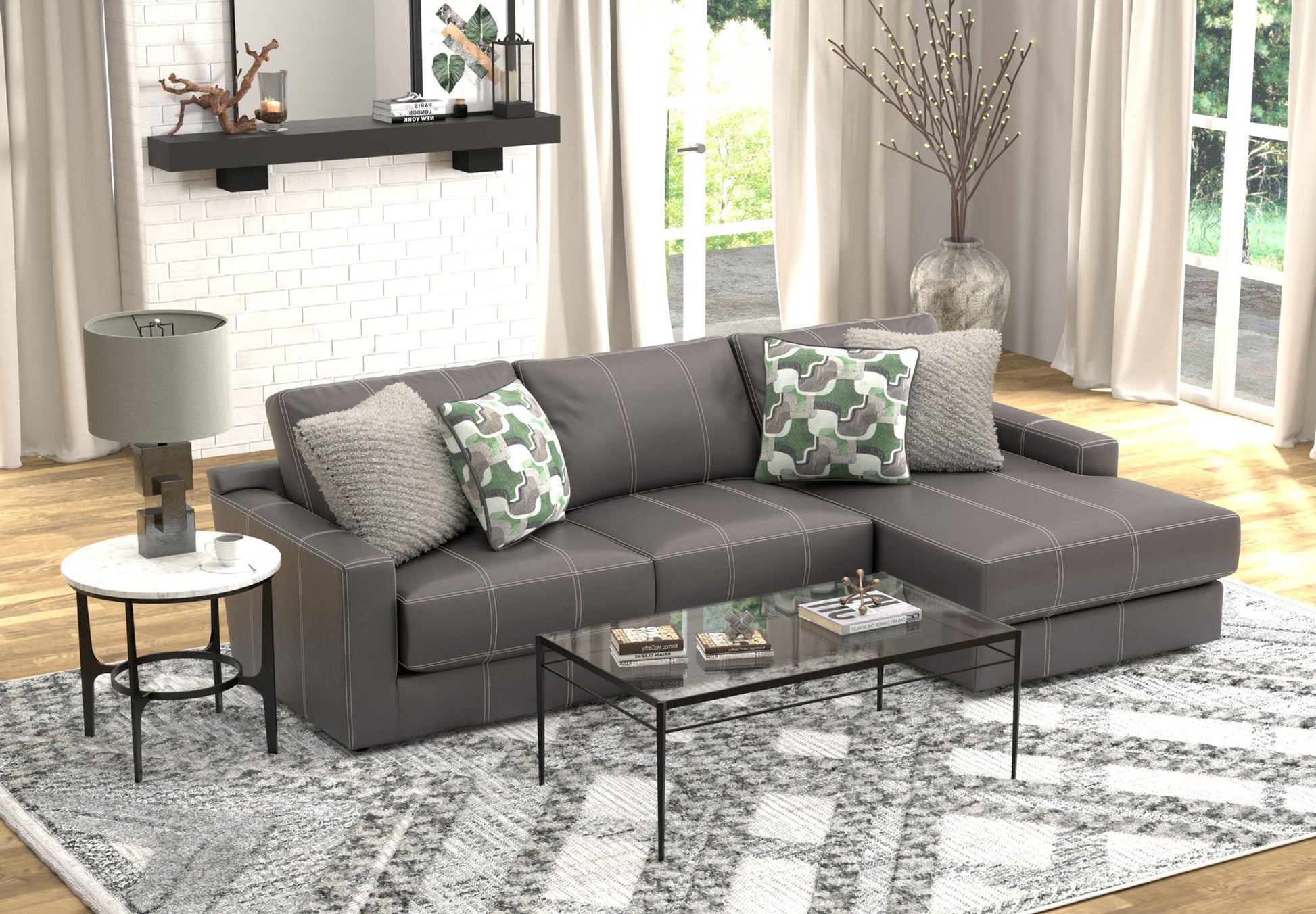 Minori - Italian Leather Sectional - Hornell Furniture Outlet