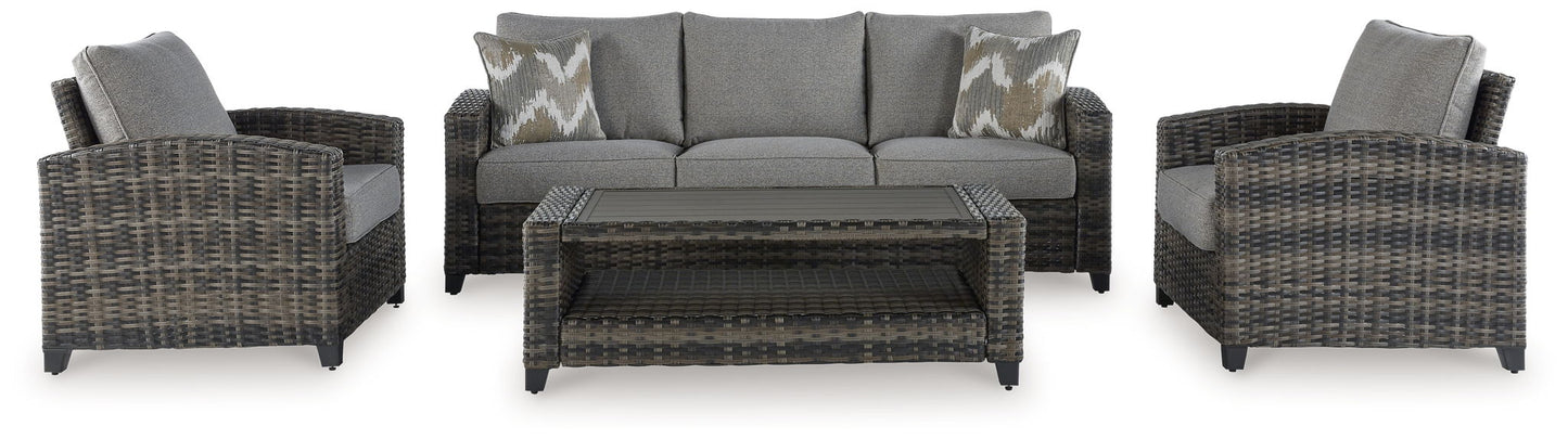 Oasis Court - Gray - Sofa, Chairs, Table Set (Set of 4) - Hornell Furniture Outlet