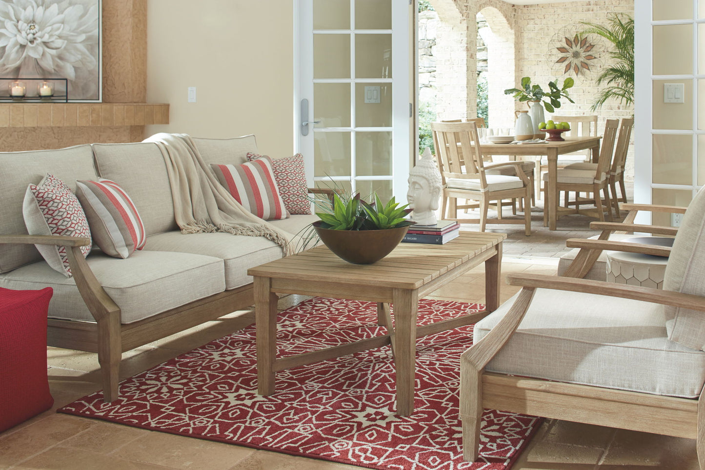 Clare View - Beige - Sofa with Cushion - Hornell Furniture Outlet