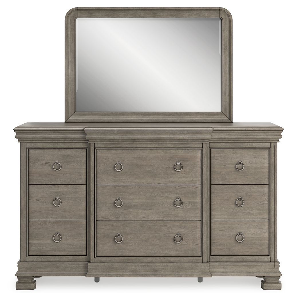 Lexorne - Gray - Dresser And Mirror - Hornell Furniture Outlet