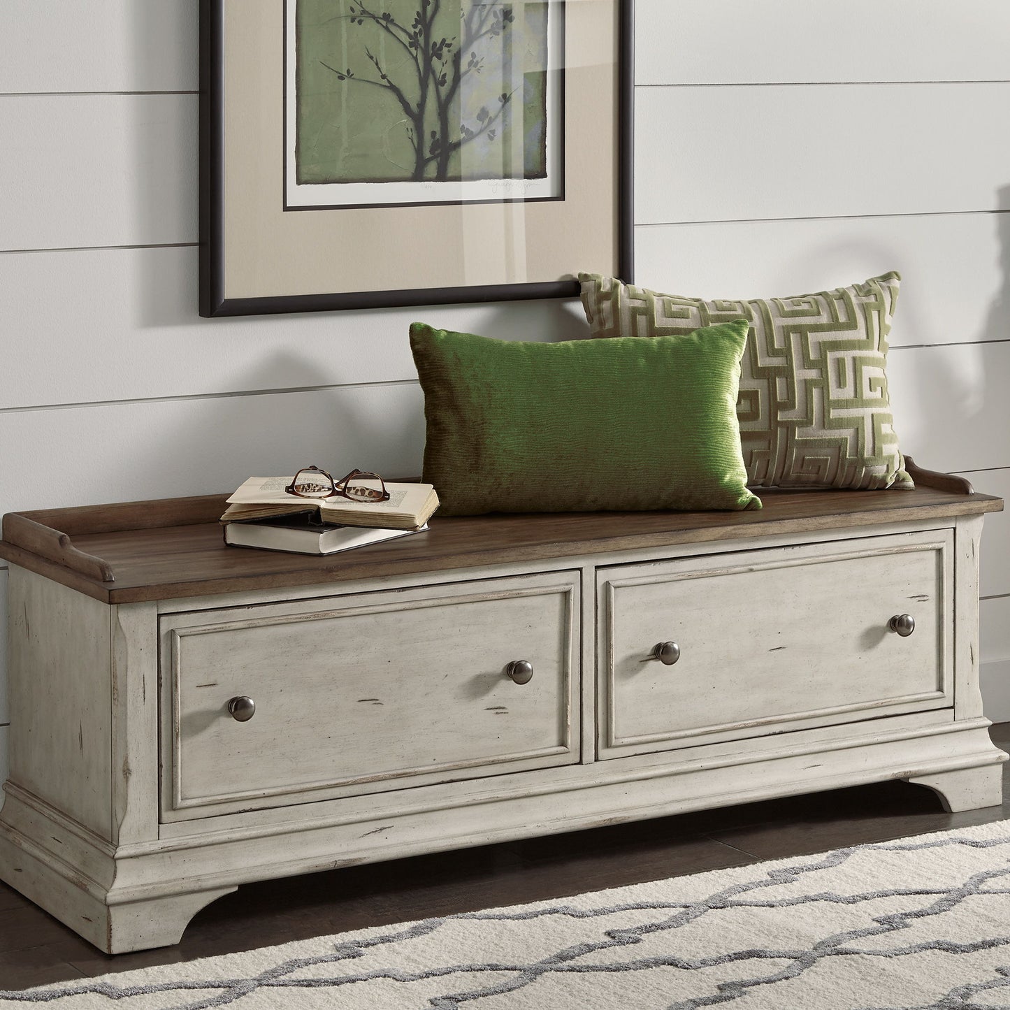 Morgan Creek - Storage Hall Bench - White - Hornell Furniture Outlet