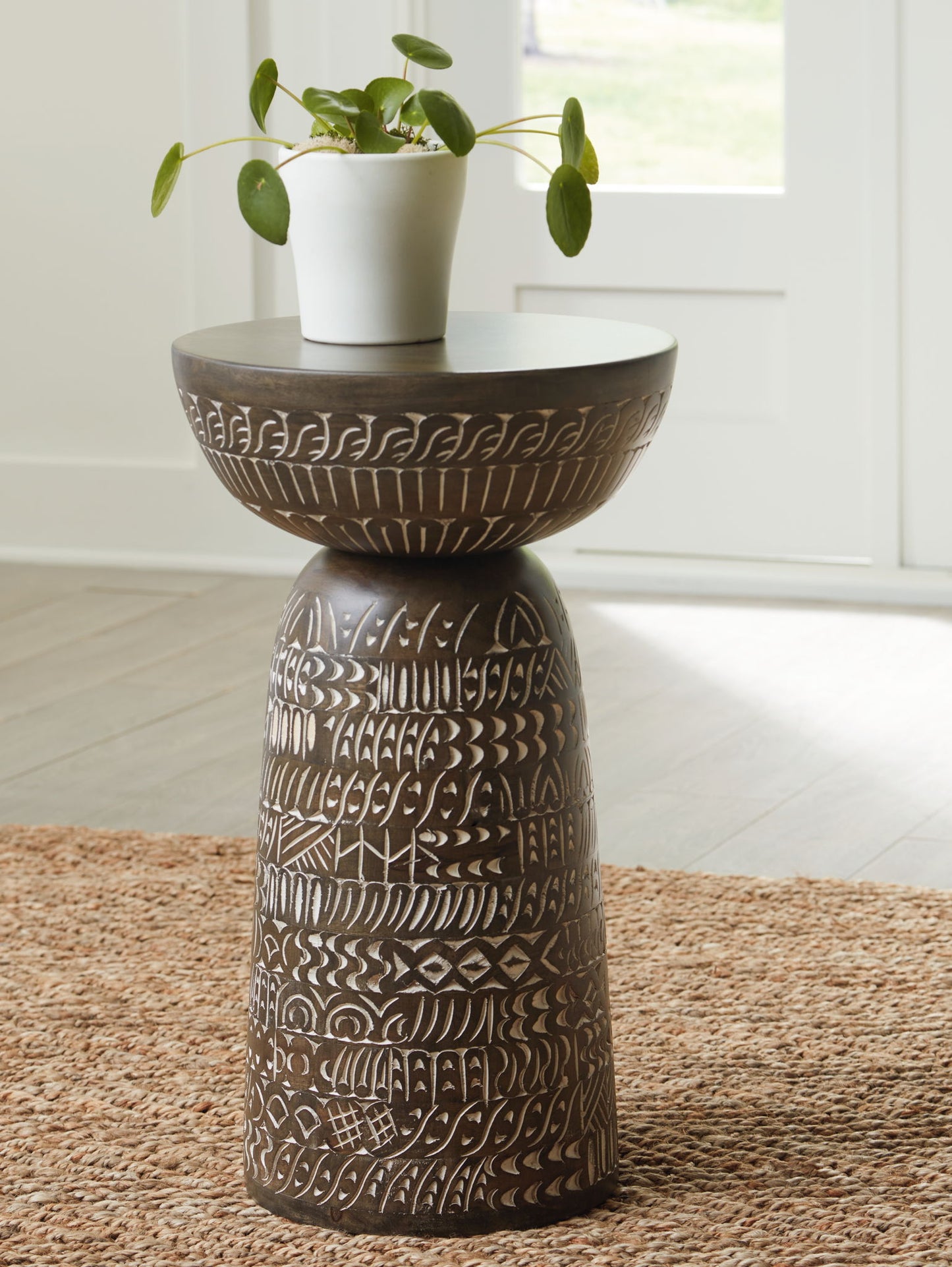 Hadcher - Cream / Brown - Accent Table - Hornell Furniture Outlet