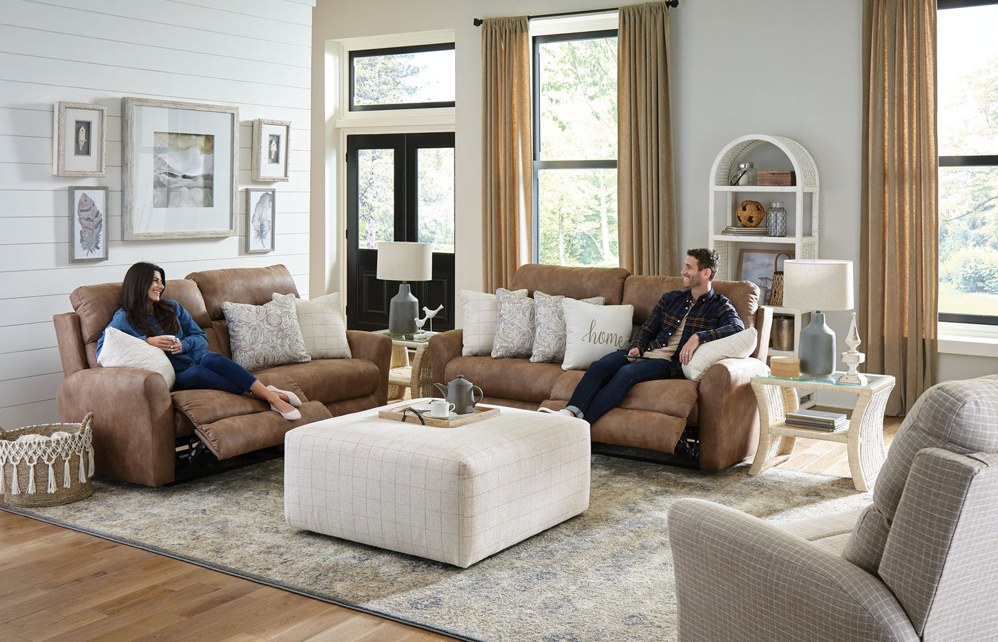Justine - Lay Flat Reclining Loveseat - Burlap - Hornell Furniture Outlet