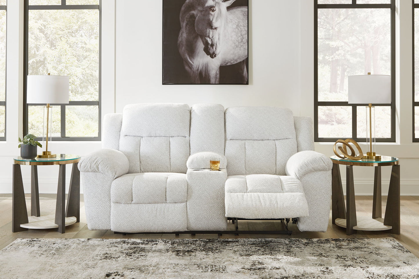 Frohn - Dbl Reclining Loveseat With Console - Hornell Furniture Outlet
