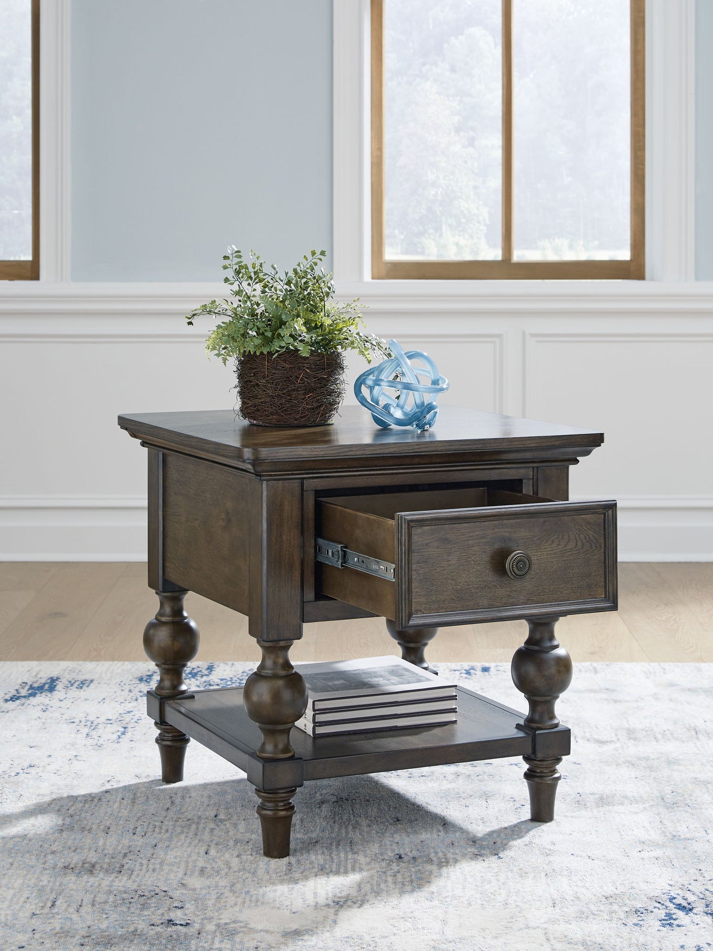 Veramond - Dark Brown - Square End Table - Hornell Furniture Outlet