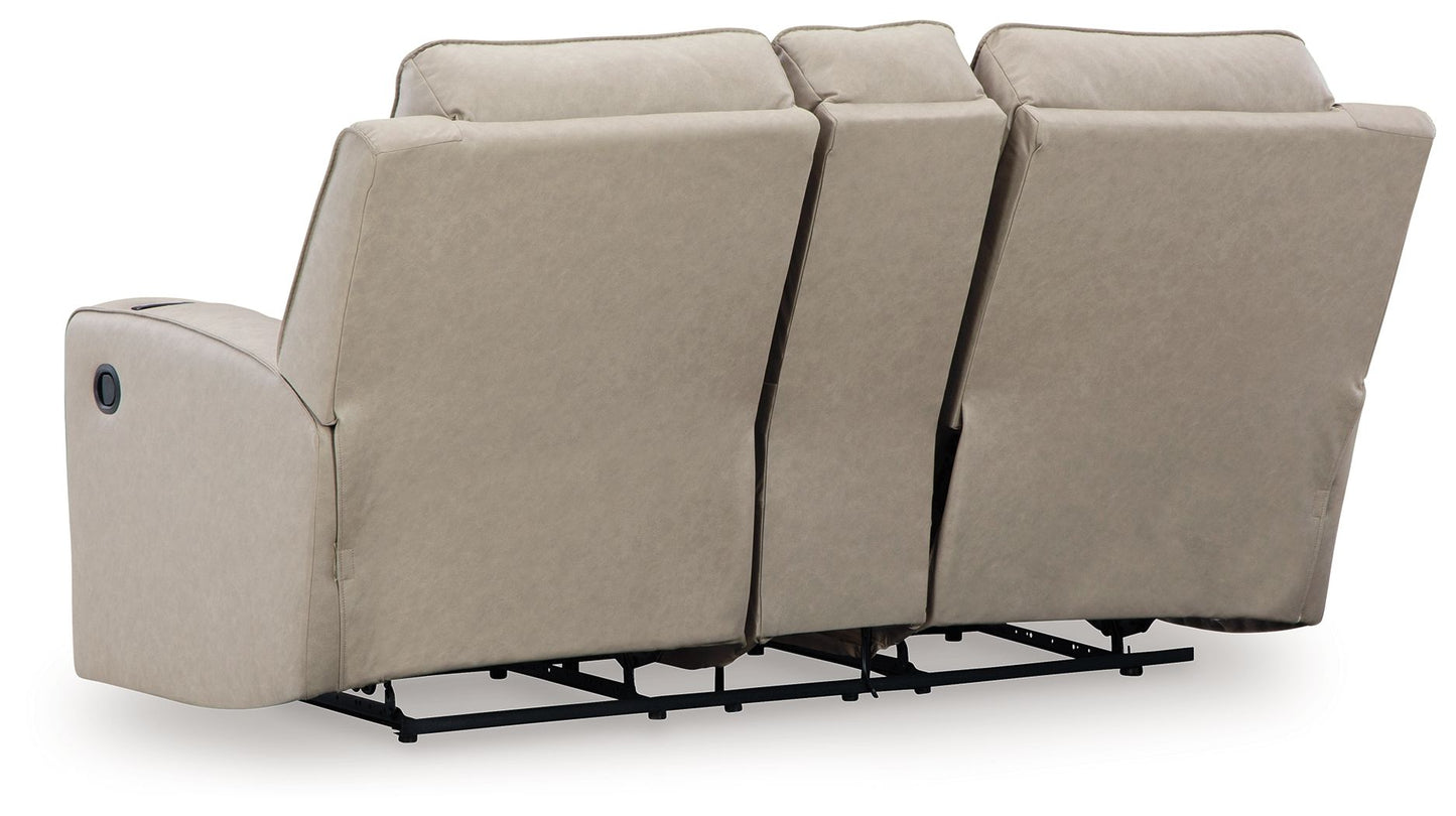 Lavenhorne - Pebble - Dbl Rec Loveseat W/Console - Hornell Furniture Outlet