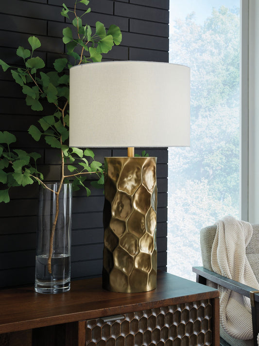 Marshawn - Gold Finish - Metal Table Lamp - Hornell Furniture Outlet