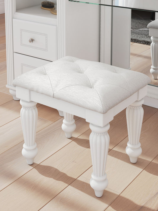 Kozlani - Vanity Upholstered Stool - White - Hornell Furniture Outlet
